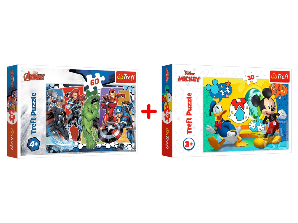Набор пазлов "60"The Avengers Мстители Непобедимы и "30"Mickey&friends Микки Маус и веселый дом