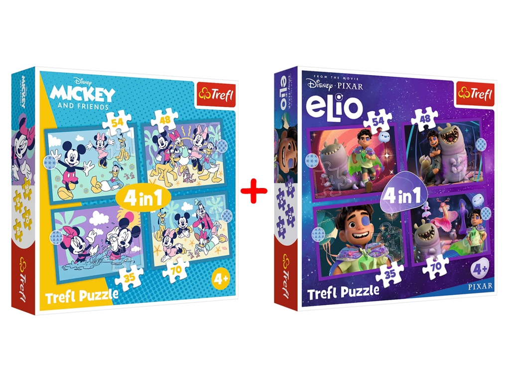 Набор пазлов "4in1(35, 48, 54, 70)" Смешные приключения Микки Мауса и "4in1" Disney Elio Внеземные