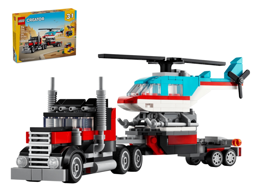 Конструктор LEGO Creator 3 в 1 Бортова вантажівка з гелікоптером, 270 деталей