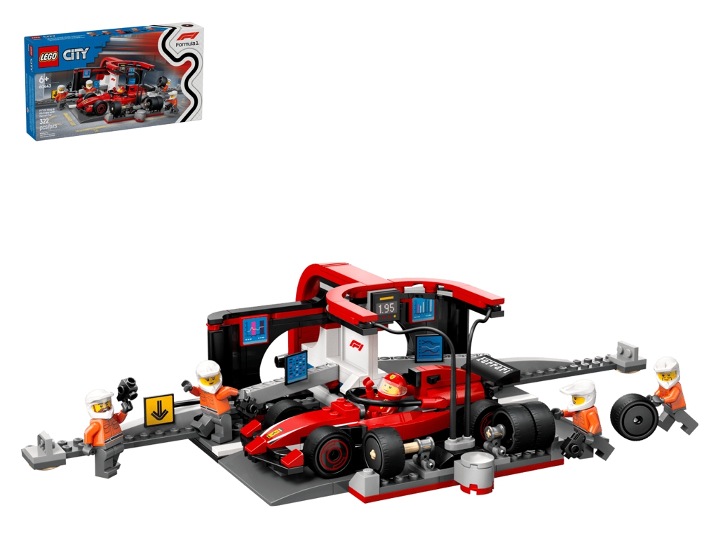 Конструктор Пит-стоп и пит-экипаж F1 с болидом Ferrari 322 дет., LEGO City 12496