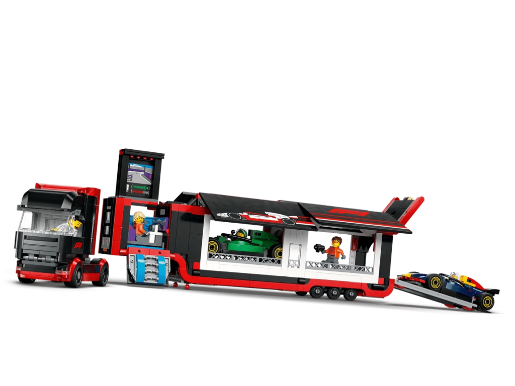 Конструктор LEGO City Грузовик F1 с автомобилями RB20 и AMR24, 1086 деталей