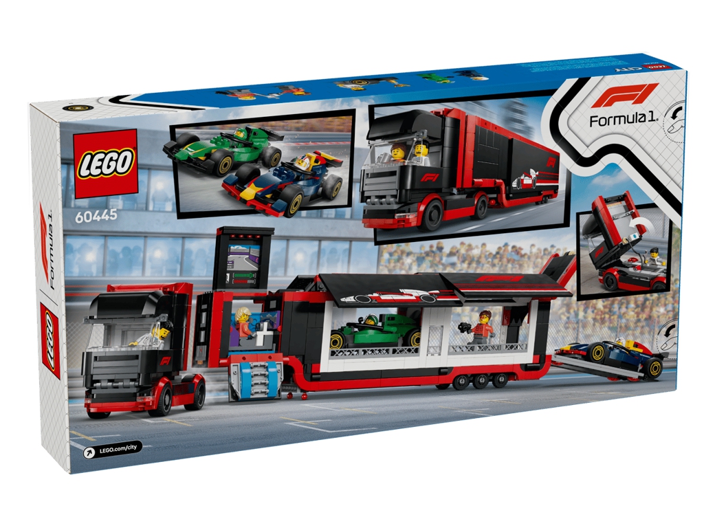 Конструктор LEGO City Грузовик F1 с автомобилями RB20 и AMR24, 1086 деталей