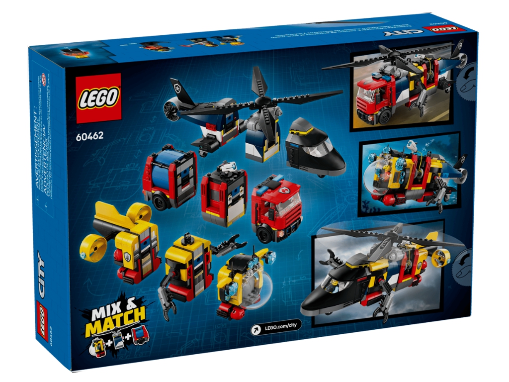 Конструктор LEGO City Ремикс вертолетов, пожарных машин и подлодок, 874 детали