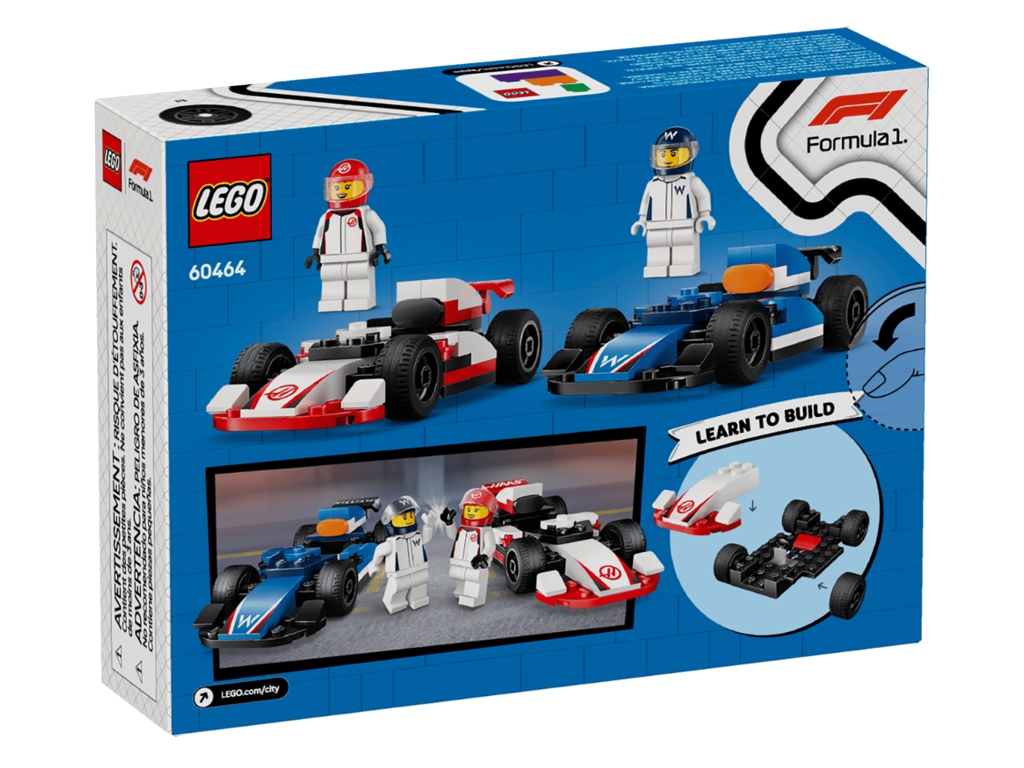 Конструктор LEGO City Автогонки F1 команд Williams Racing и Haas F1, 92 детали