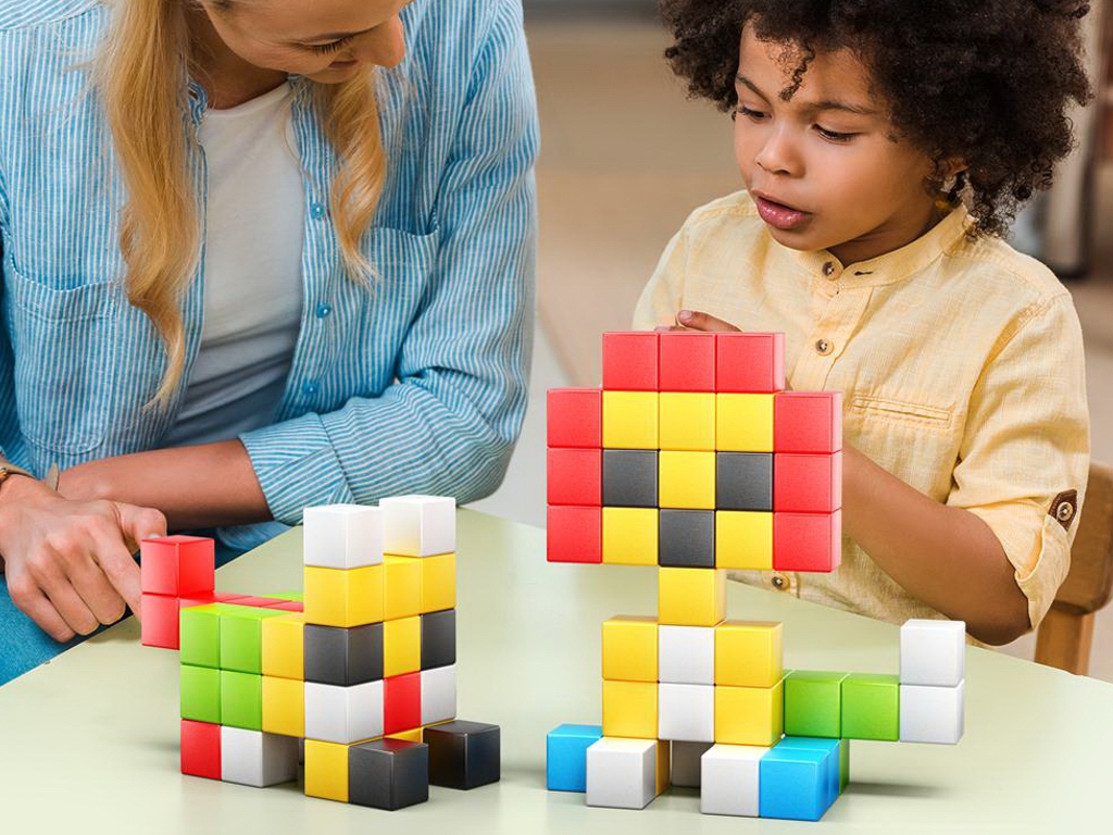 Магнитный конструктор PicassoTiles Pixel Building Cubes, 50 деталей