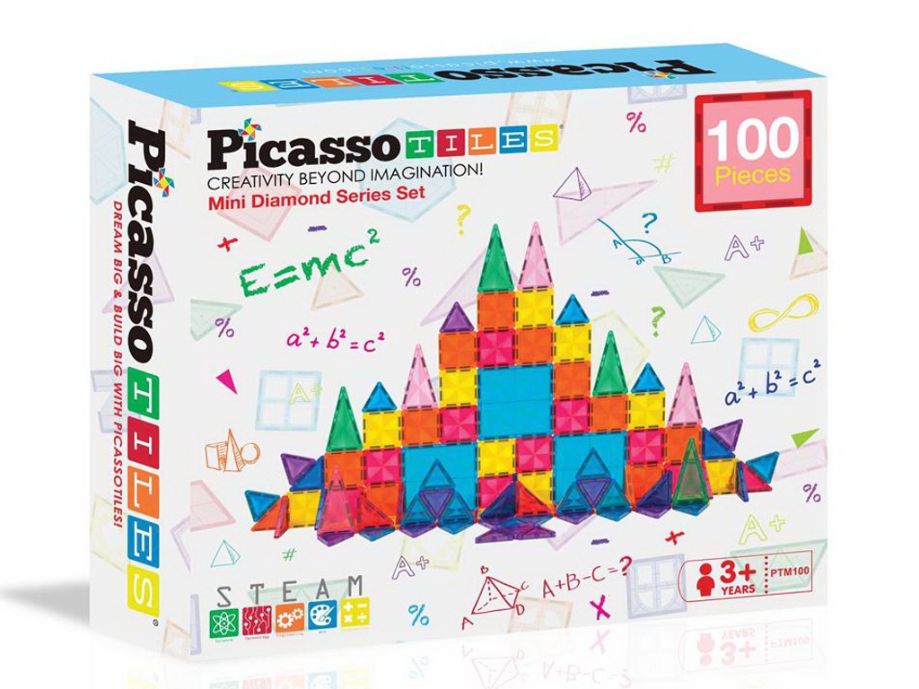 Магнитный конструктор PicassoTiles Mini Diamond Series Set, 100 деталей