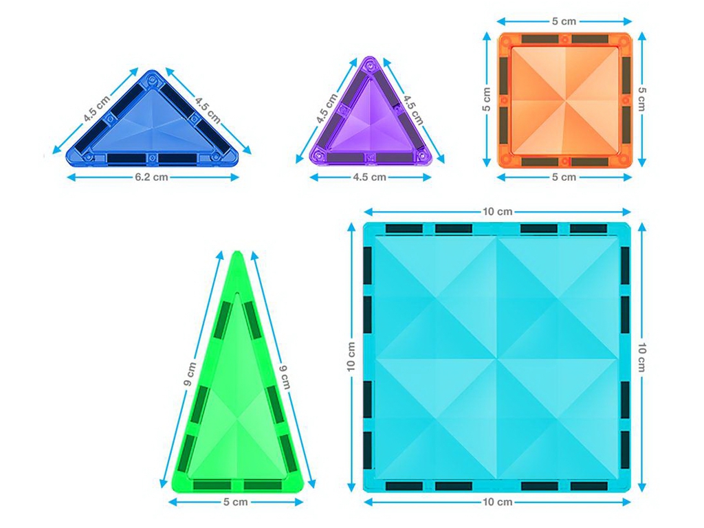 Магнитный конструктор PicassoTiles Mini Diamond Series Set, 60 деталей