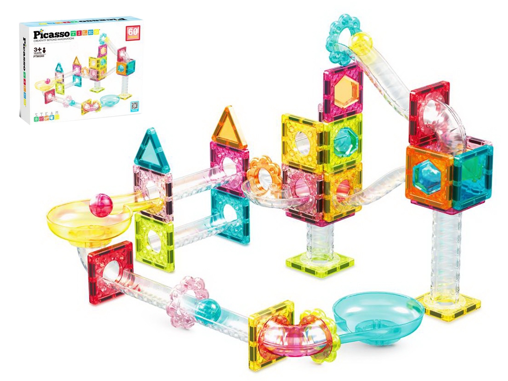 Конструктор магнітний PicassoTiles Mini Diamond Marble Run Track Set, 60 деталей