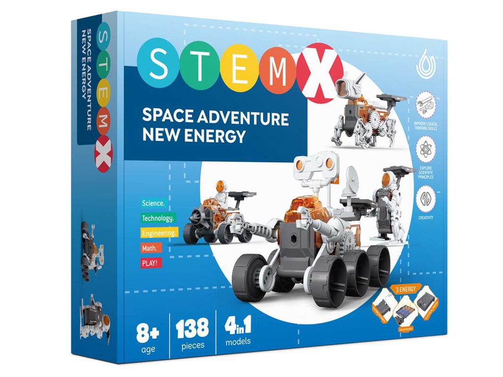 STEAM-конструктор 4 в 1 Космічна пригода StemX, працює на 3 видах енергії, 138 деталей