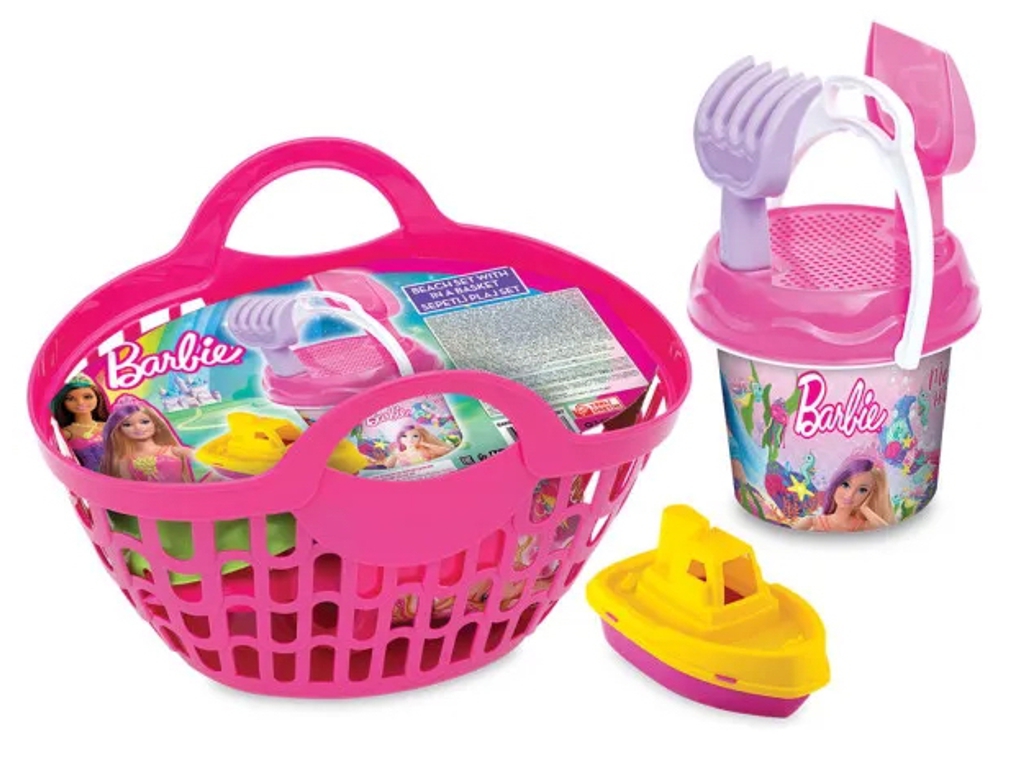 Набор для песка в корзине Barbie 29,5 см, 5 элементов, Dede