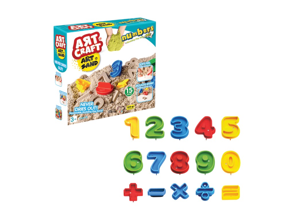 Кинетический песок с аксессуарами Цифры Art Craft, 500 г, для учебной лепки, Art Craft