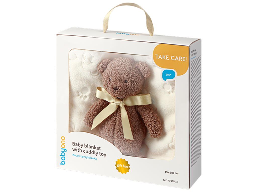 М’яка ковдра BabyOno з ведмедиком, кремова