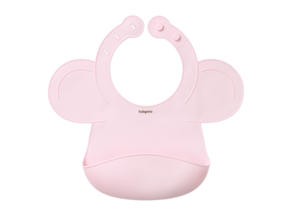 Слюнявчик силиконовый, розовый, 30x28 см, силикон, от 6 мес, 1589/05, BabyOno