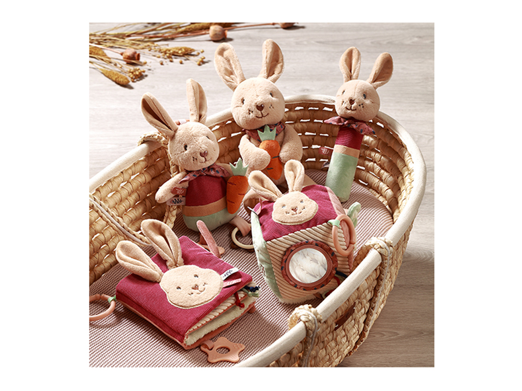 Игрушка сенсорная куб Кролик Каро 11х11 см, Babyono 1683