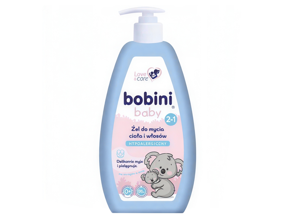 Дитячий гель для миття тіла та волосся 2в1 гіпоалергений, 500 мл, Bobini Baby 33106