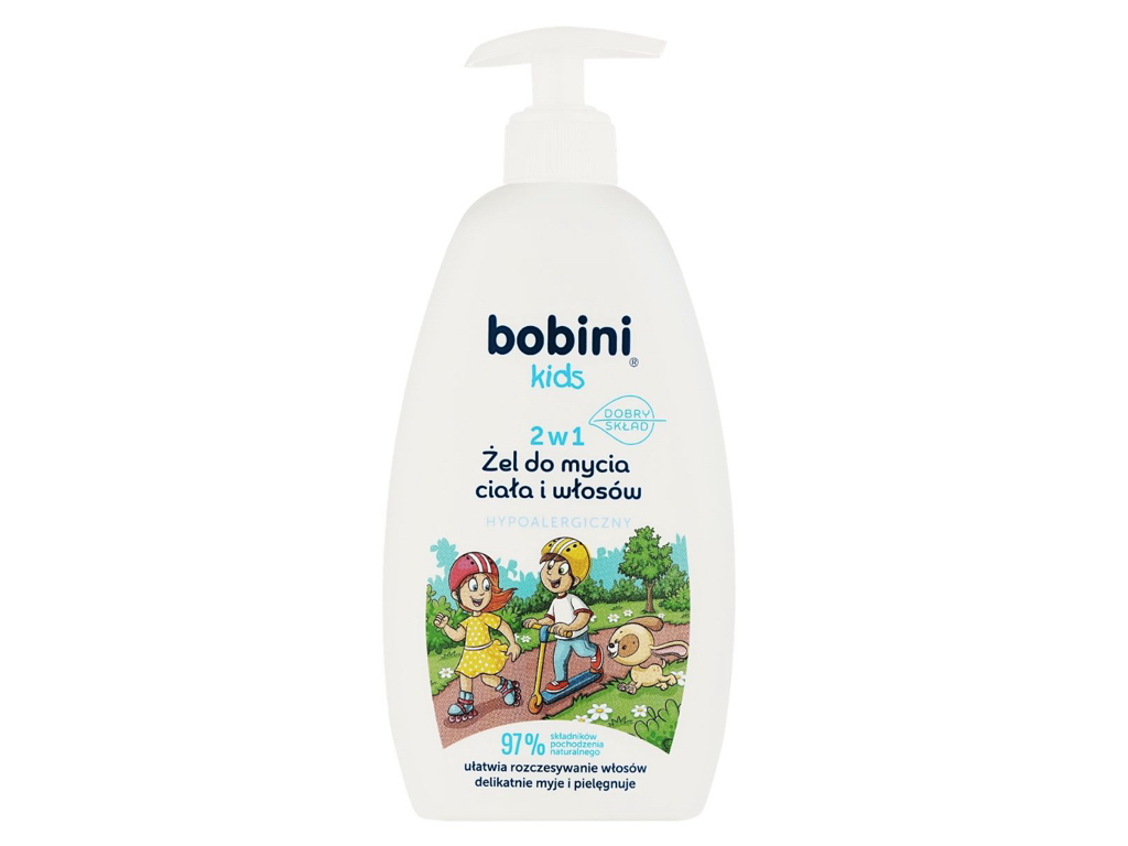 Гель для душа и шампунь 2в1 для детей гипоаллергенный, 500 мл., 1+, Bobini Kids 33229