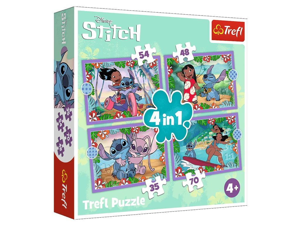 Пазл 4 в 1 Trefl Disney Stitch Crazy Day
