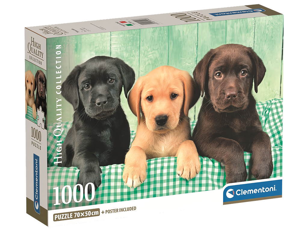 Пазли 1000 елементів, "Колекція високої якості", Три Лабрадора, Clementoni 39946