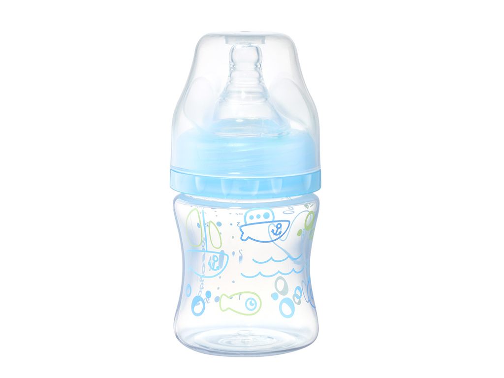 Бутылка антиколиковая с широким отверстием голубая 120 мл. BabyOno 402/03