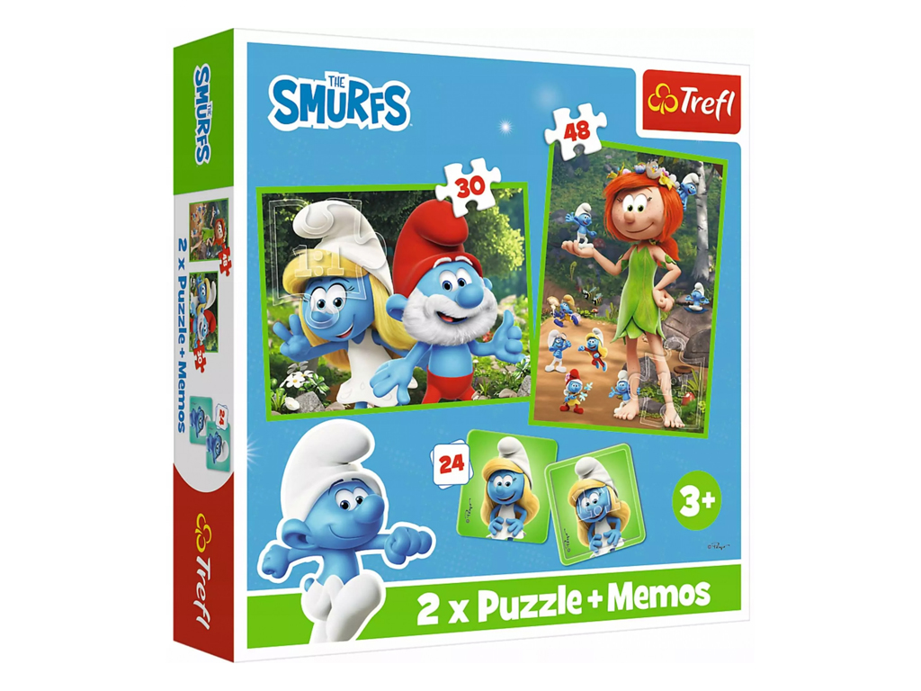 Пазл-игра 2 в 1 Trefl Smurfs Смурфикам весело с игрой Memo