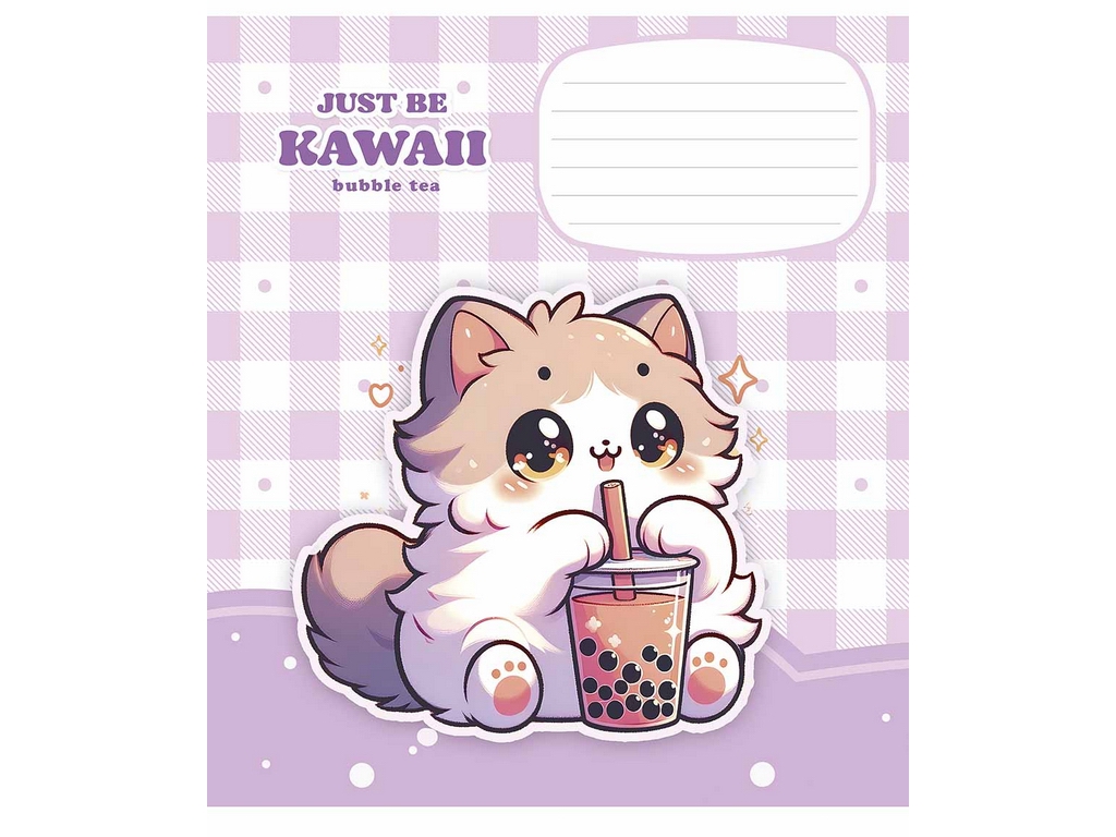 Зошит учнівський у косу лінію "Just be kawaii", 12 аркушів, глiтер, Школярик 012-3480C