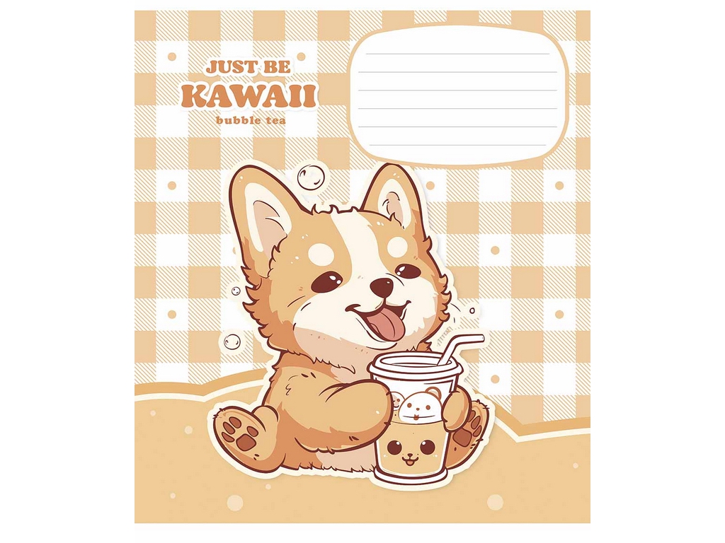 Зошит учнівський у клітинку "Just be kawaii", 12 аркушів, глiтер, Школярик 012-3480K