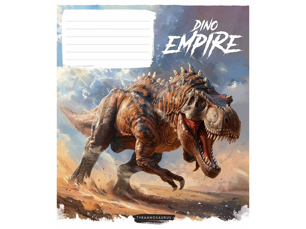Зошит учнівський у косу лінію "Dino empirei", 12 аркушів, глiтер, Школярик 012-3490C