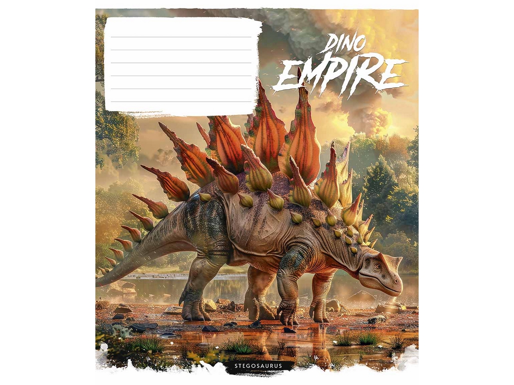 Зошит учнівський у косу лінію "Dino empirei", 12 аркушів, глiтер, Школярик 012-3490C