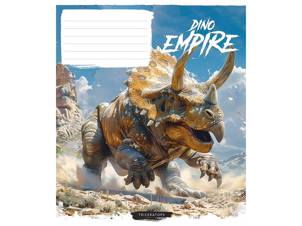 Зошит учнівський у косу лінію "Dino empirei", 12 аркушів, глiтер, Школярик 012-3490C