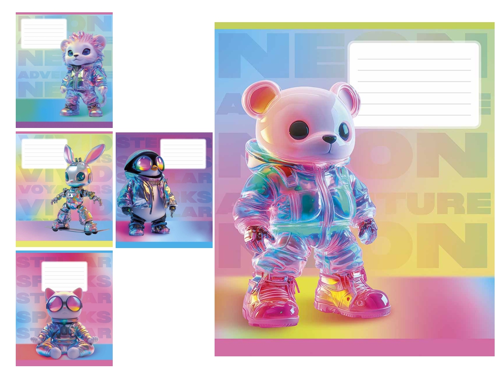 Зошит учнівський у лінію "Neon toys", 12 аркушів, УФ-лак, Школярик 012-3545L