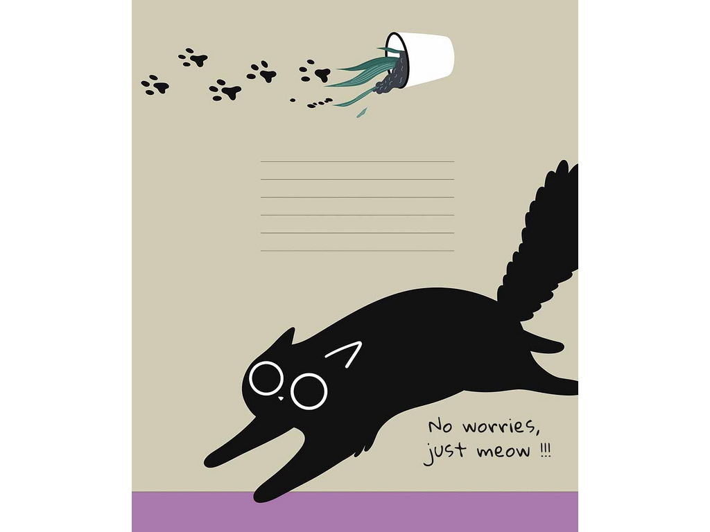 Зошит учнівський у клітинку "Genius, Cat's life", 12 аркушів, Школярик 012-3582K