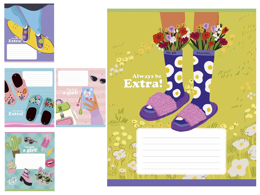 Зошит у клітинку 012-3588K Be Extra Genius, 12 арк., ВД-лак, 5 видів (ціна за 1шт),  Школярик