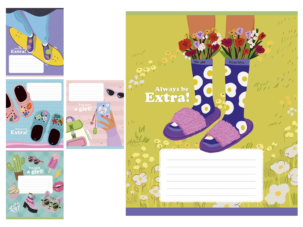 Зошит учнівський у лінію "Be extra ", 12 аркушів, УФ-лак, Школярик 012-3588L