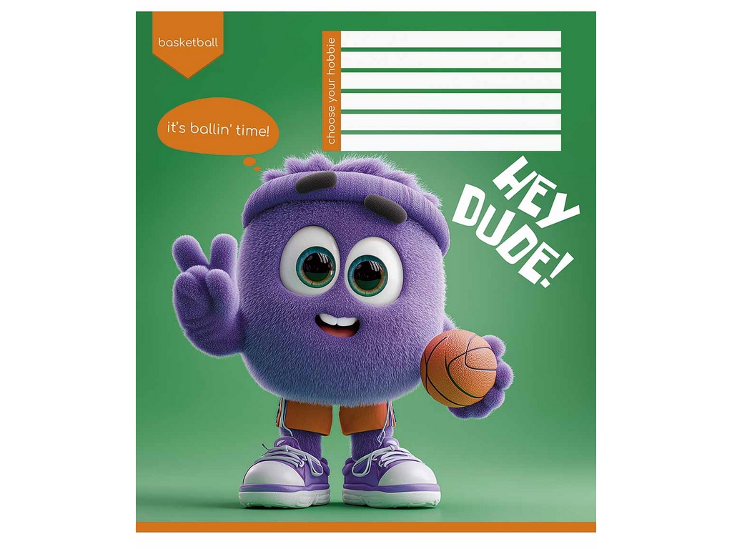 Зошит учнівський Hey dude у клітинку 12 аркушів, Школярик 012-3668K (ціна за 1шт)