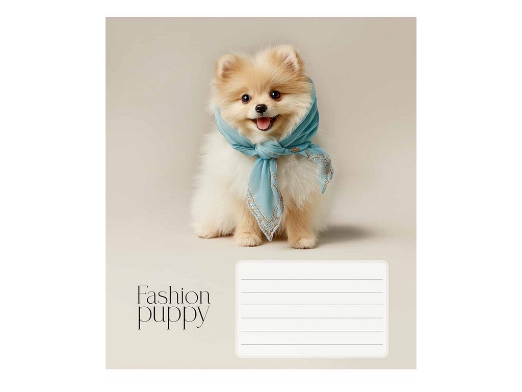 Зошит у лінію Fashion Puppy, 12 аркушів, 5 видів (ціна за 1шт), Школярик