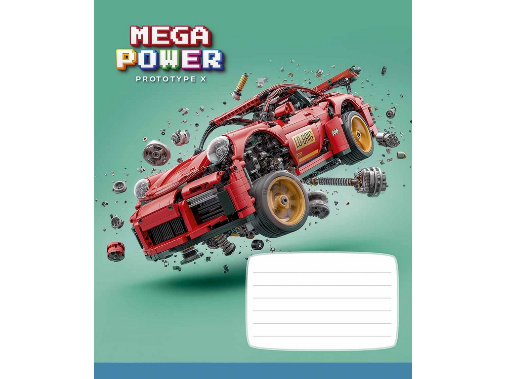 Тетрадь ученическая "Mega Power", 12 листов, в линию, 5 видов (цена за 1шт), Школярик