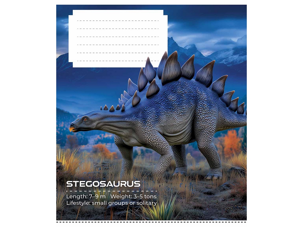Зошит шкільний у лінію Dinosaurs, 12 аркушів, Школярик 012-3753L