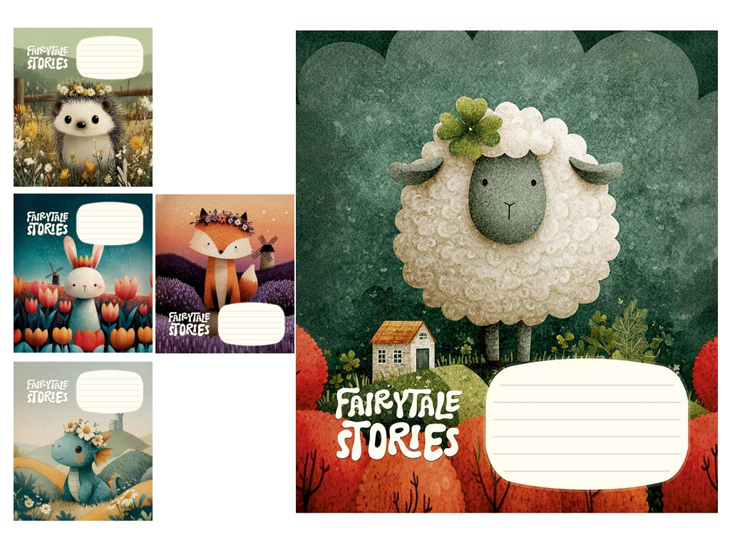 Зошит шкільний у клітинку Fairytale Stories, 12 аркушів, Школярик 012-3755K