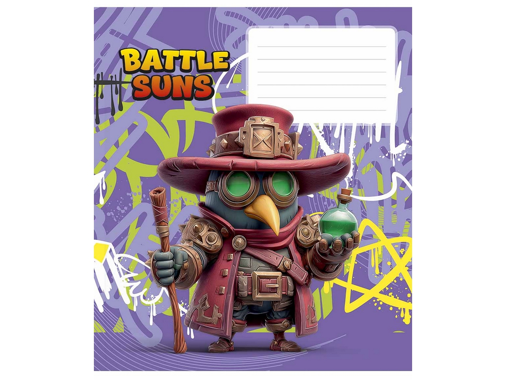 Зошит шкільний у косу лінію Battle Suns, 12 аркушів,  Школярик 012-3757C