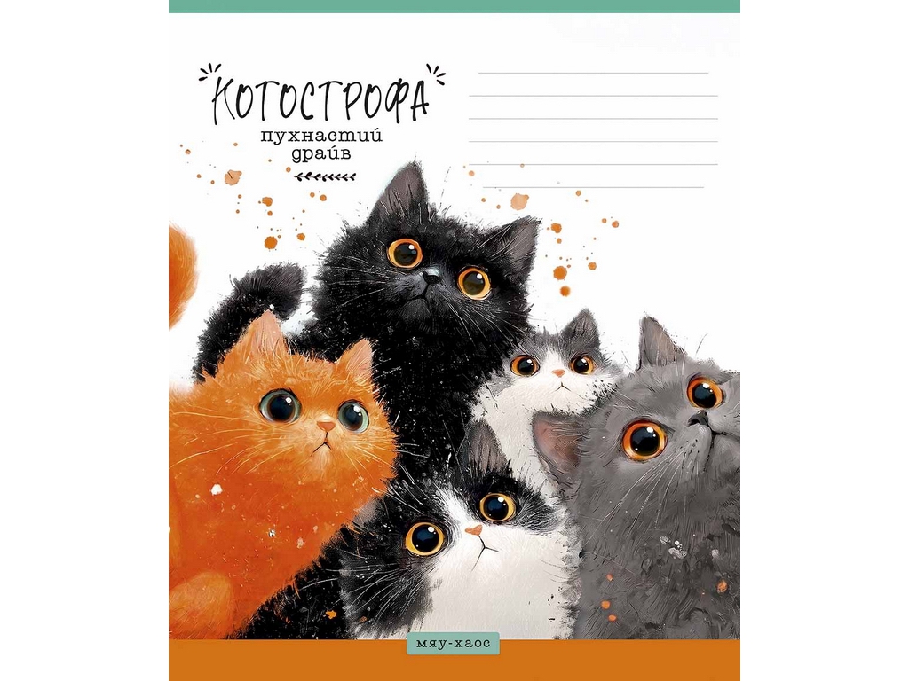 Тетрадь ученическая "Котострофа", 12 листов, в линию, ВД-лак, 5 видов (цена за 1шт), Школярик