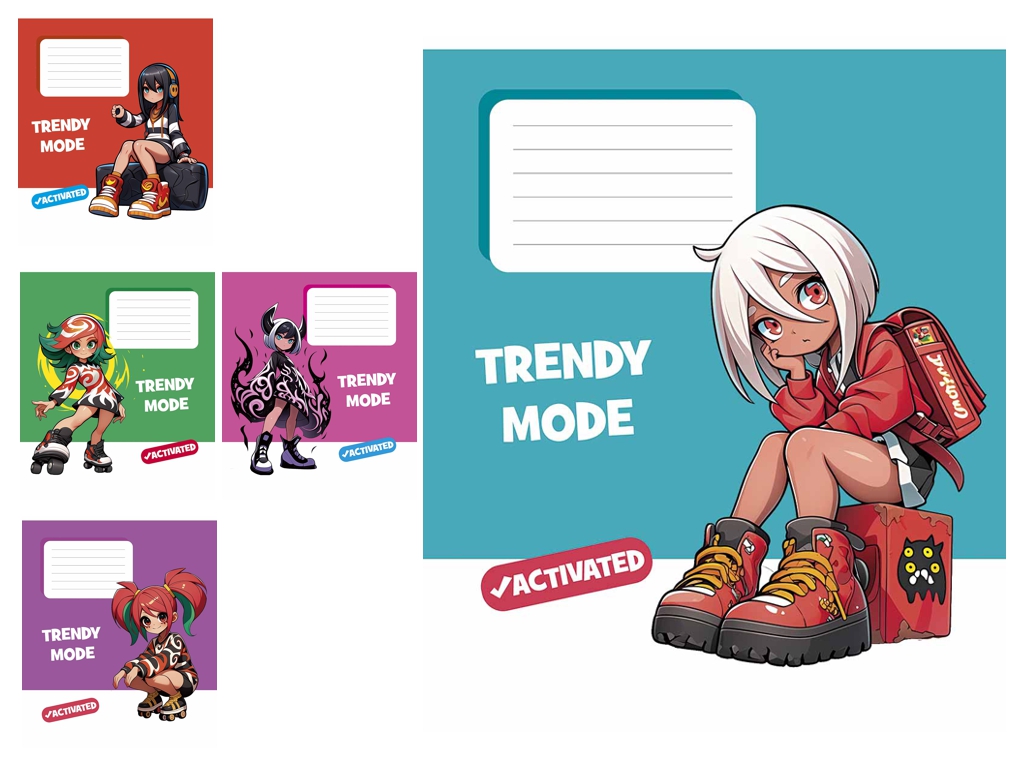 Зошит учнівський 18 аркушів, у клітинку, УФ-лак, "Trendy mode activated" Школярик 018-3564K