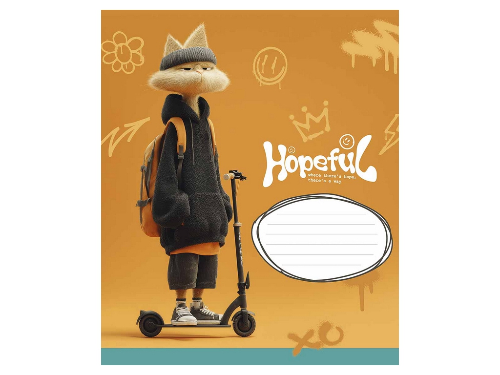 Зошит у клітинку Hopeful, 18 аркушів, УФ-лак, 5 видів (ціна за 1шт), Школярик
