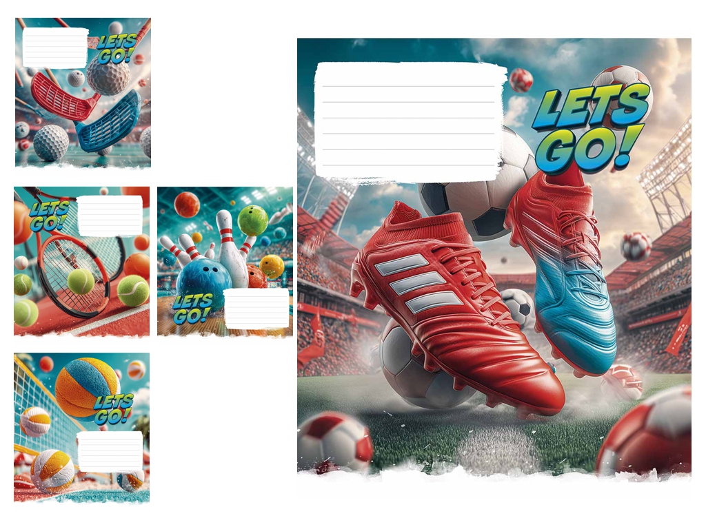 Зошит у лінію Let’s Go! 018-3678L, 18 аркушів, ВД-лак, 5 видів (ціна за 1шт), Школярик
