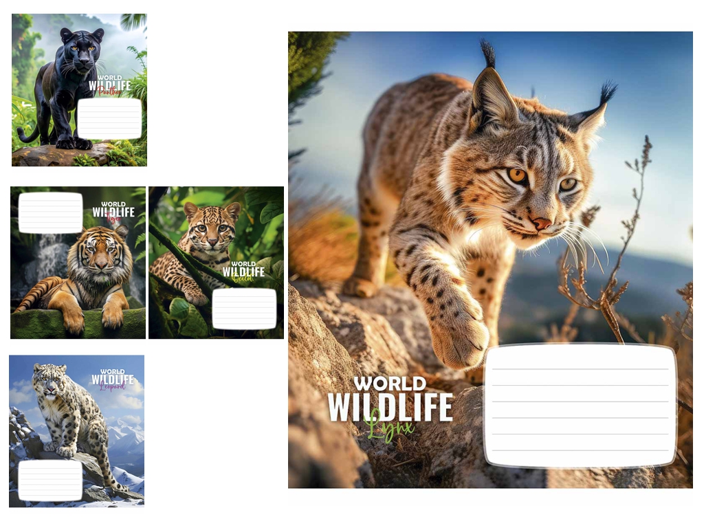 Зошит учнівський 18 аркушів, у клітинку "Wildlife" Школярик 018-3679K