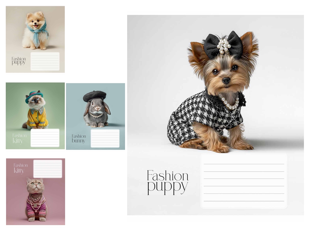 Зошит учнівський 18 аркушів, у клітинку,"Fashion pets", Школярик 018-3687K