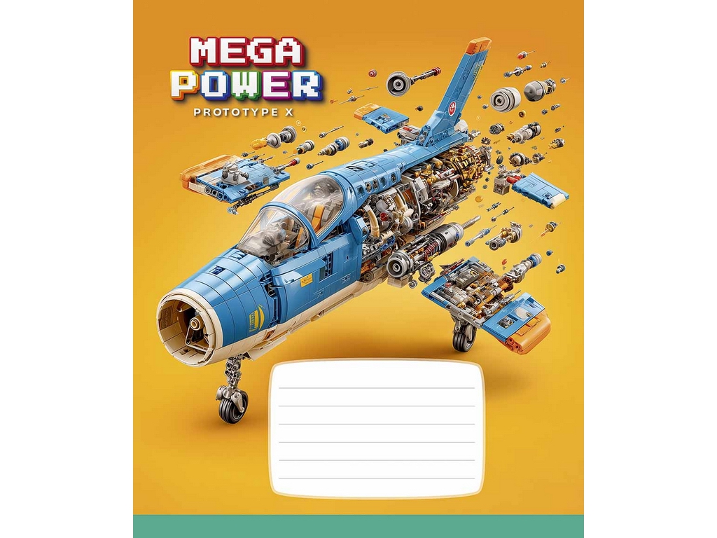 Тетрадь ученическая "Mega Power", 18 листов, в линию, ВД-лак, 5 видов (цена за 1шт), Школярик