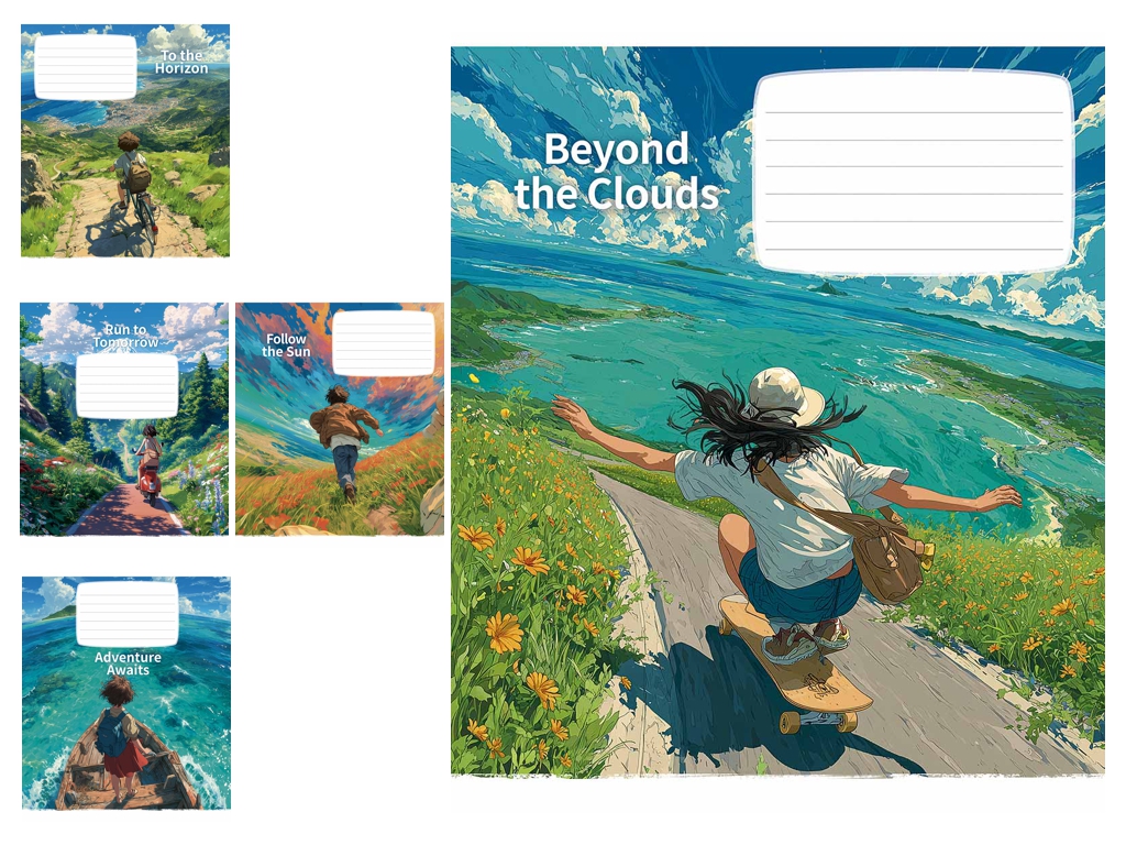 Зошит у клітинку Beyond the Clouds Star, 24 аркушів, 5 видів, Школярик (ціна за 1шт)