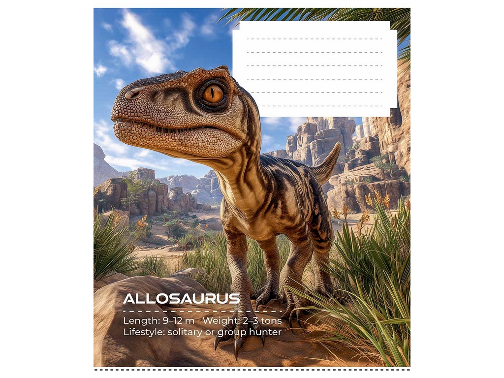 Зошит шкільний у клітинку Dinosaurs, 24 аркуша, Школярик 024-3753K