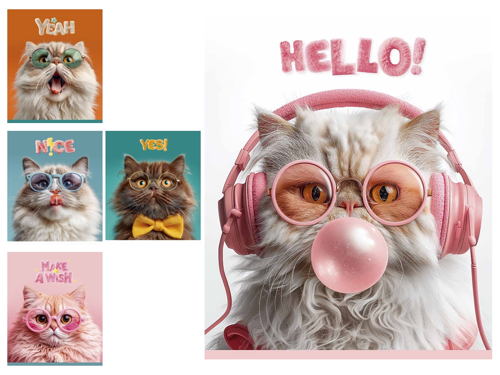 Зошит у клітинку Cat's portraits 036-3631K 36 арк, УФ-лак, 5 видів (ціна за 1шт), Школярик