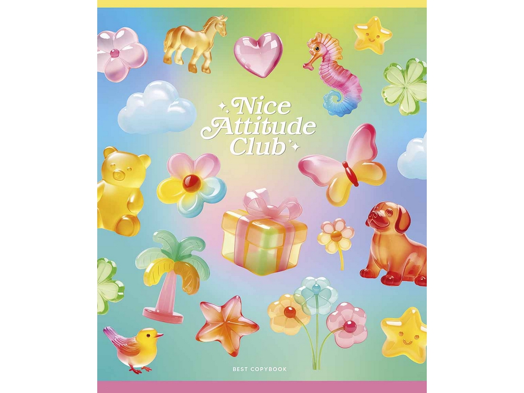 Зошит у клітинку 048-3525K Nice Attitude Club, 48 арк., УФ-лак, 5 видів (ціна за 1шт),Школярик
